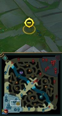 Caution ping shown as a yellow stop circle on the terrain
