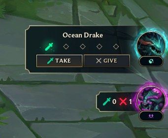 Ocean Drake objective vote dialog showing TAKE and GIVE buttons